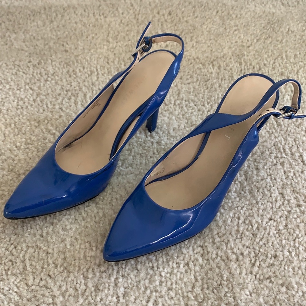 Nine West Cobalt Blue Slingback Heels Patent